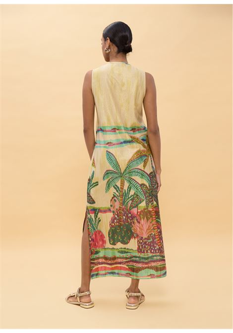 Abito giromanica con stampa palme LOLA CASADEMUNT | LS2616038CRUDO MULTICOLOR