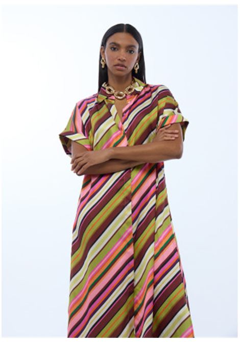 Abito Camicia Satinato a Righe Multicolori LOLA CASADEMUNT | LS2616093MULTISTRIPE