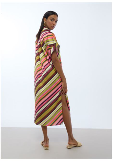 Abito Camicia Satinato a Righe Multicolori LOLA CASADEMUNT | LS2616093MULTISTRIPE