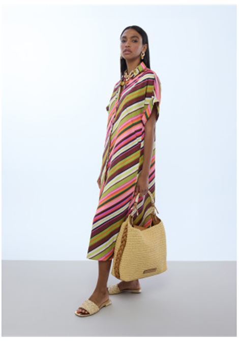 Abito Camicia Satinato a Righe Multicolori LOLA CASADEMUNT | LS2616093MULTISTRIPE