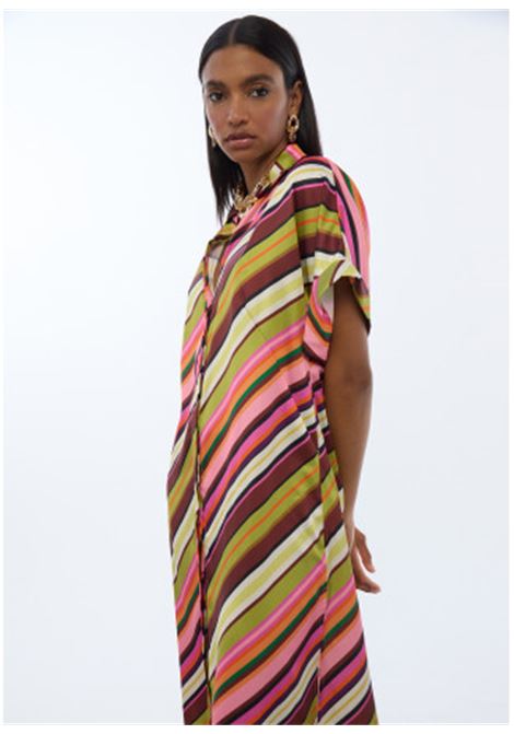 Abito Camicia Satinato a Righe Multicolori LOLA CASADEMUNT | LS2616093MULTISTRIPE