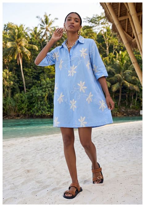 Camicia in cotone ricamata fiori