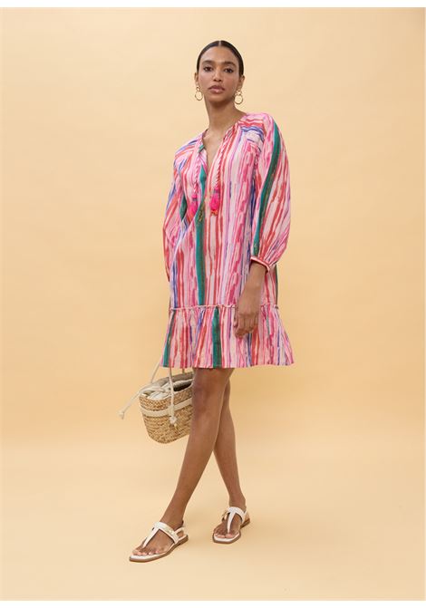 Abito corto strisce multicolore lurex LOLA CASADEMUNT | LS2616154ROSA MULTICOLOR