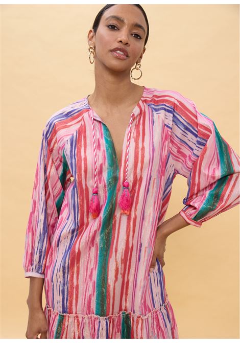 Abito corto strisce multicolore lurex LOLA CASADEMUNT | LS2616154ROSA MULTICOLOR