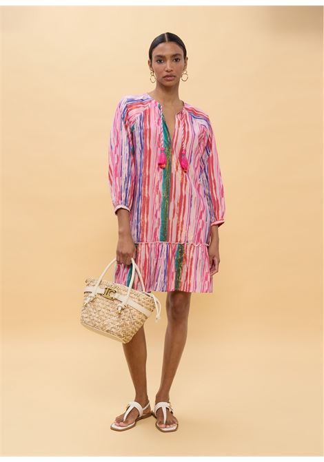 Abito corto strisce multicolore lurex LOLA CASADEMUNT | LS2616154ROSA MULTICOLOR