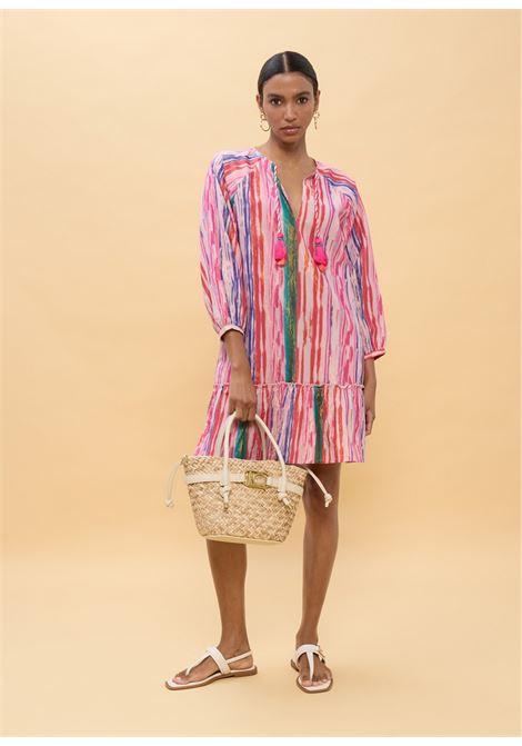 Abito corto strisce multicolore lurex LOLA CASADEMUNT | LS2616154ROSA MULTICOLOR