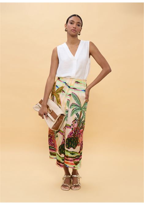 Gonna foulard con stampa palme LOLA CASADEMUNT | LS608001CRUDO MULTICOLOR