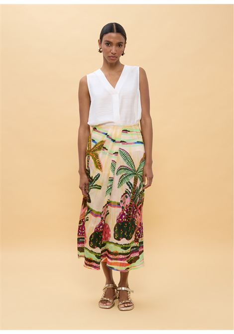 Gonna foulard con stampa palme LOLA CASADEMUNT | LS608001CRUDO MULTICOLOR