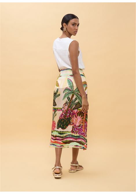 Gonna foulard con stampa palme LOLA CASADEMUNT | LS608001CRUDO MULTICOLOR