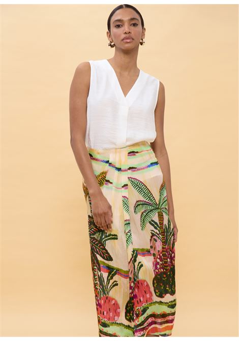 Gonna foulard con stampa palme LOLA CASADEMUNT | LS608001CRUDO MULTICOLOR