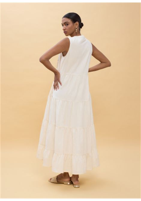 abito giromaniche con ricamo LOLA CASADEMUNT | LS616006CRUDO MULTICOLOR