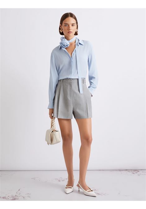 Camicia in misto seta con fusciacca a fiore - AZZURRO MARELLA | MLLCALCA003