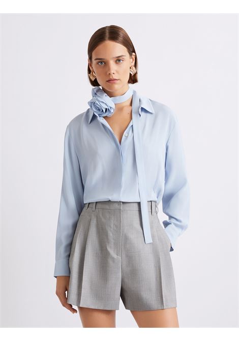 Camicia in misto seta con fusciacca a fiore - AZZURRO MARELLA | MLLCALCA003