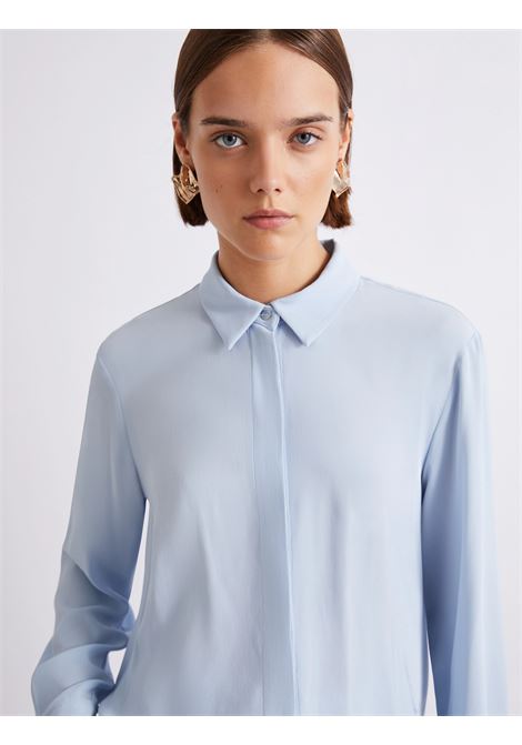 Camicia in misto seta con fusciacca a fiore - AZZURRO MARELLA | MLLCALCA003