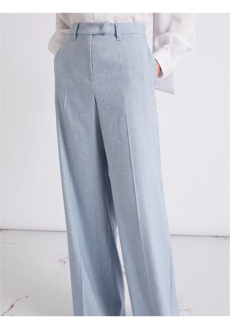 Pantalone palazzo in chevron di lino e viscosa Azzurro MARELLA | MLLODINO003