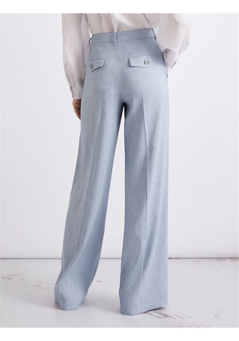 Pantalone palazzo in chevron di lino e viscosa Azzurro MARELLA | MLLODINO003
