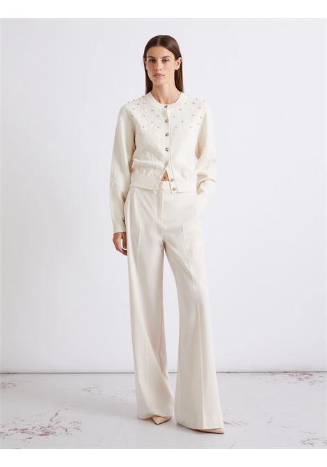 Pantalone dritto in tela stretch Bianco