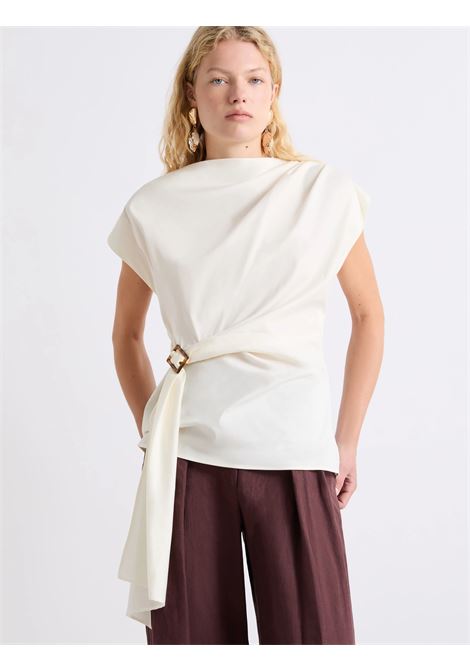 Blusa smanicata con drappeggio - BIANCO MARELLA | MLLSUPREMO001