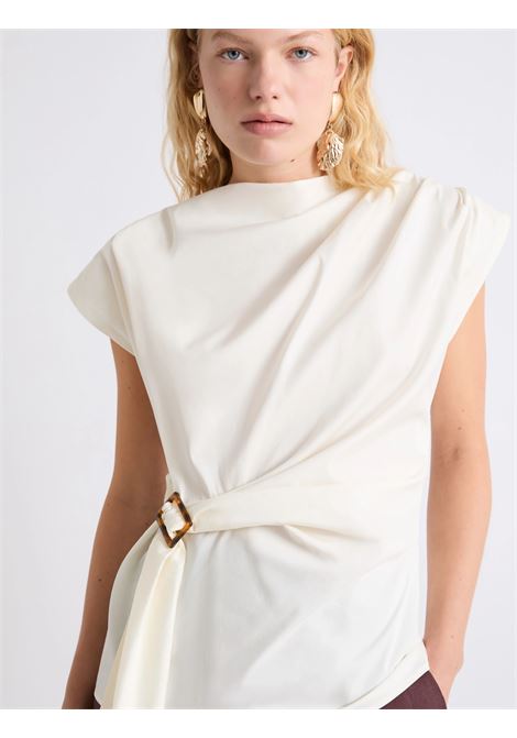 Blusa smanicata con drappeggio - BIANCO MARELLA | MLLSUPREMO001
