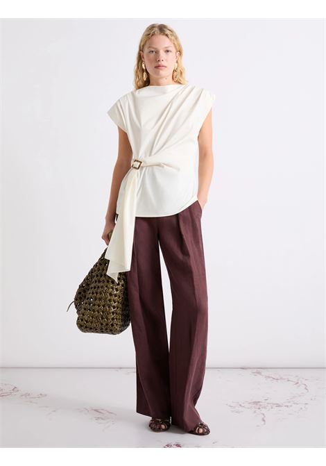 Blusa smanicata con drappeggio - BIANCO MARELLA | MLLSUPREMO001