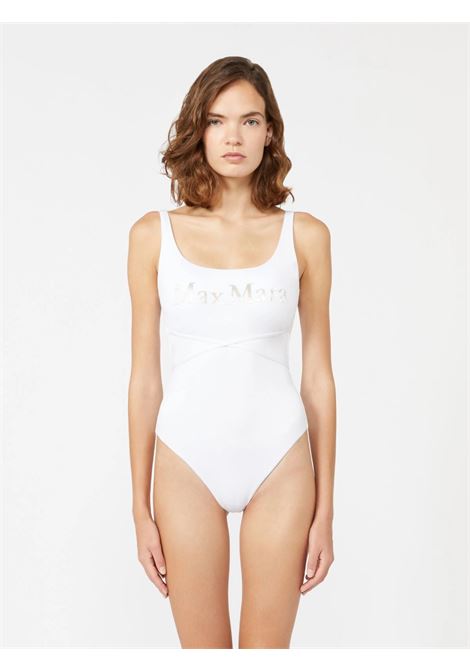 Costume intero in jersey con logo - Bianco MAXMARA beachwear | BCHCARISMA008