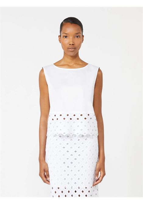 Top in popeline e pizzo macramé - Bianco ottico MAXMARA beachwear | BCHMAGGIO001