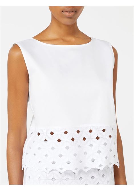 Top in popeline e pizzo macramé - Bianco ottico MAXMARA beachwear | BCHMAGGIO001