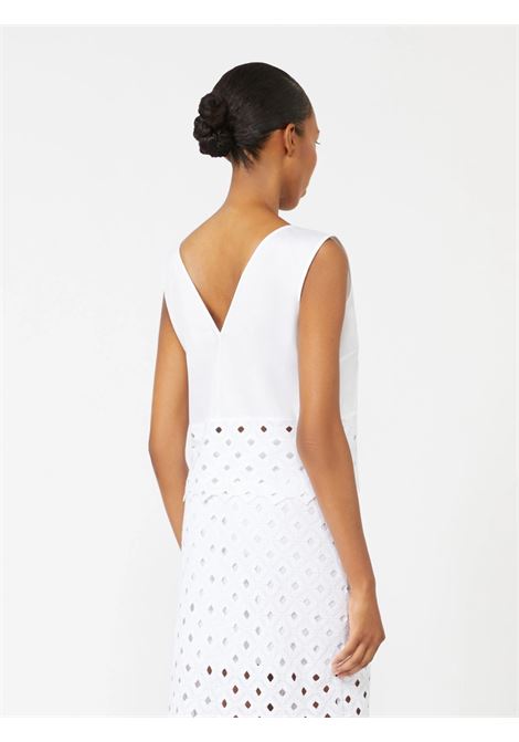 Top in popeline e pizzo macramé - Bianco ottico MAXMARA beachwear | BCHMAGGIO001