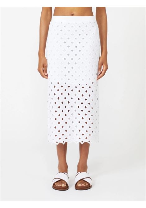 Gonna tubino in jersey macramé - Bianco ottico