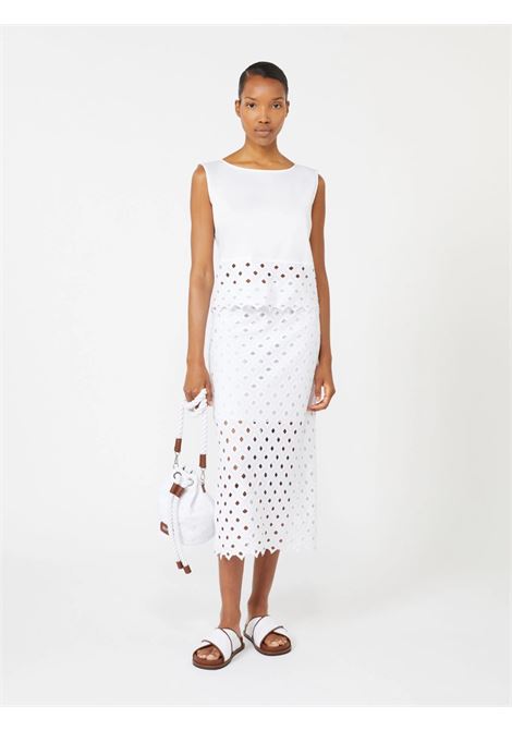Gonna tubino in jersey macramé - Bianco ottico MAXMARA beachwear | BCHZORRO001