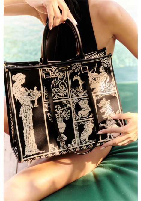 Borsa Atena Agorà grande My Best Bag nero MY BEST BAG | MYB-2013BLACK WHITE
