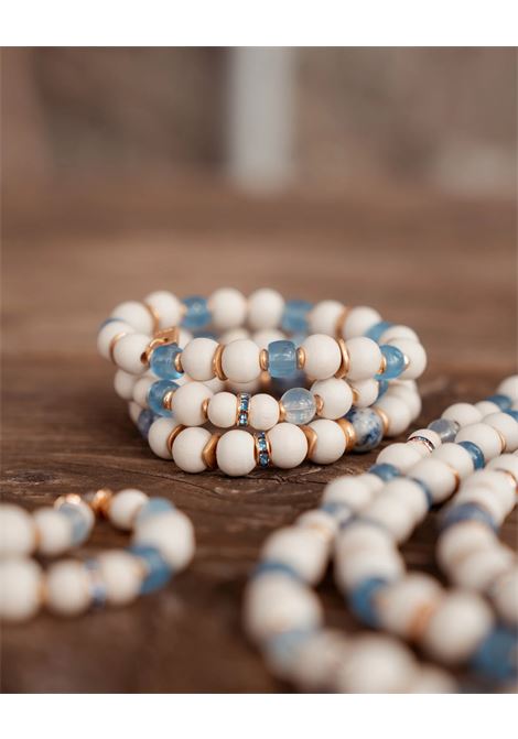 SET BRACCIALI IN LEGNO E PIETRE BIANCO BLU NALì | ABBR0204BIANCO