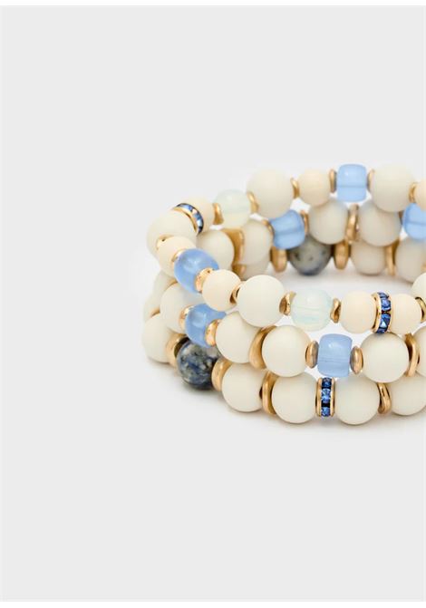 SET BRACCIALI IN LEGNO E PIETRE BIANCO BLU NALì | ABBR0204BIANCO