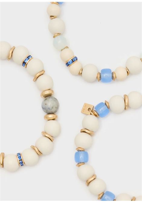 SET BRACCIALI IN LEGNO E PIETRE BIANCO BLU NALì | ABBR0204BIANCO