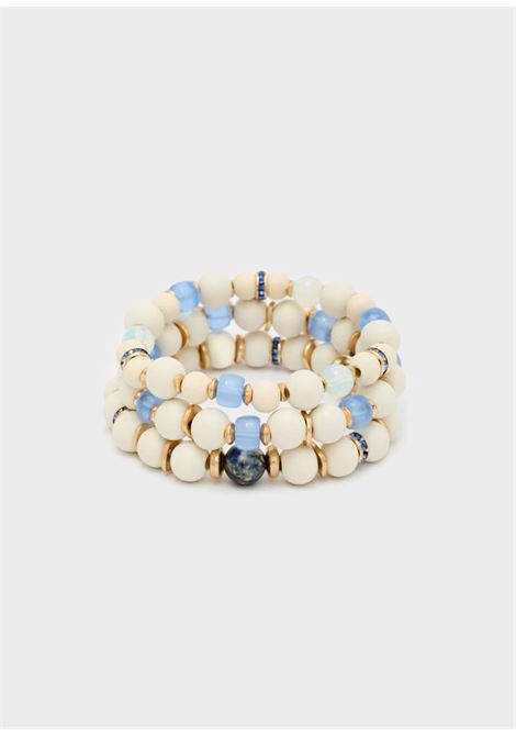 SET BRACCIALI IN LEGNO E PIETRE BIANCO BLU NALì | ABBR0204BIANCO