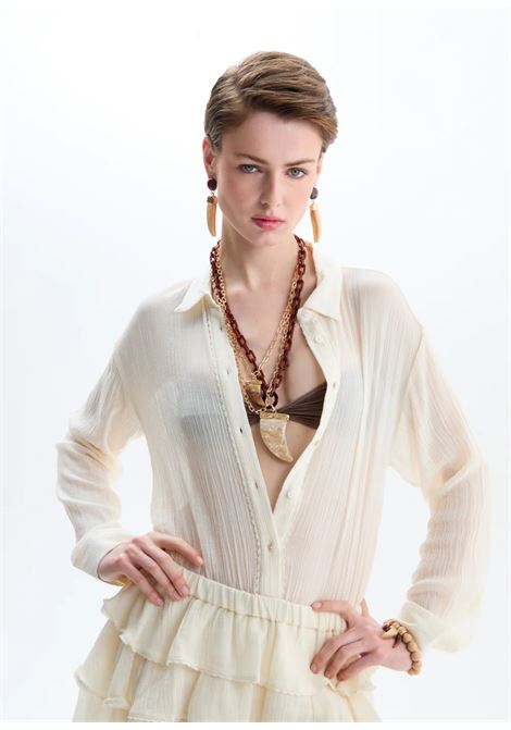 COLLANA MULTIFILO CON CORNO OVER MARRONE NALì | DUCL0098MARRONE