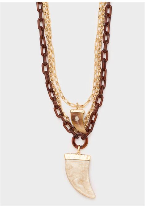 COLLANA MULTIFILO CON CORNO OVER MARRONE NALì | DUCL0098MARRONE