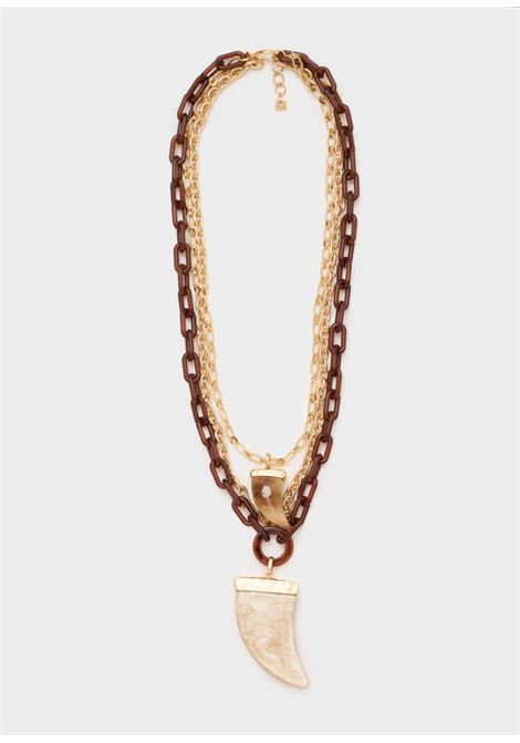 COLLANA MULTIFILO CON CORNO OVER MARRONE NALì | DUCL0098MARRONE