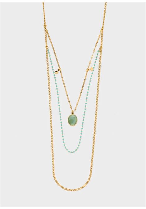 COLLANA LUNGA MULTIFILO ACC.INOS. ORO NALì | EMCL1184TURCHESE
