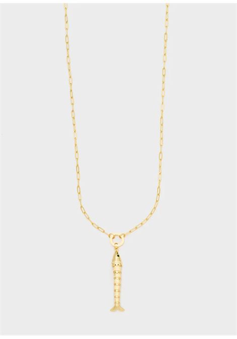 COLLANA CHAIN PENDENTE FISH CON ZIRCONI ORO NALì | EMCL1196ORO