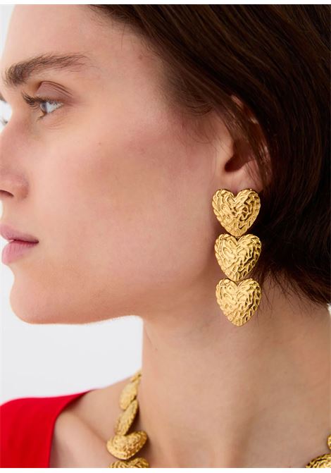 ORECCHINI PENDENTI CUORI MARTELLATI ORO NALì | EMOR1906ORO