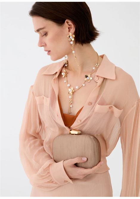 clutch nadine plisse LAMINATO NALì | GMPC0040MARRONE