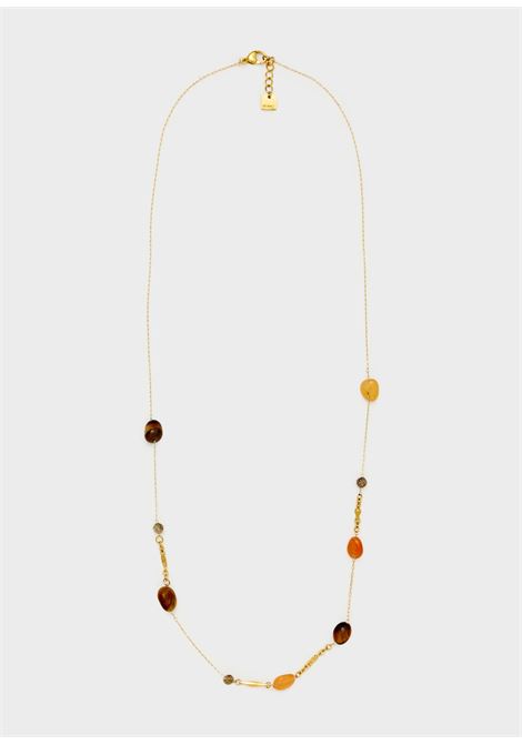 collana sottile con pietre NALì | LNCL0181ORO MARRONE