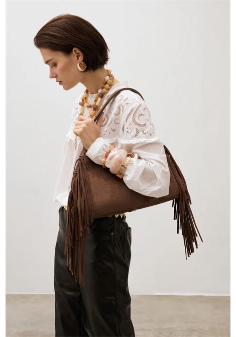 BORSA DALLAS A SPALLA CON FRANGE NALì | MHBS0074NOCCIOLA