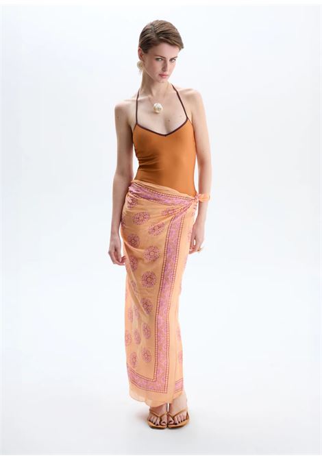 PAREO STAMPATO IN COTONE PESCAROSA NALì | RHSC0004PESCA ROSA