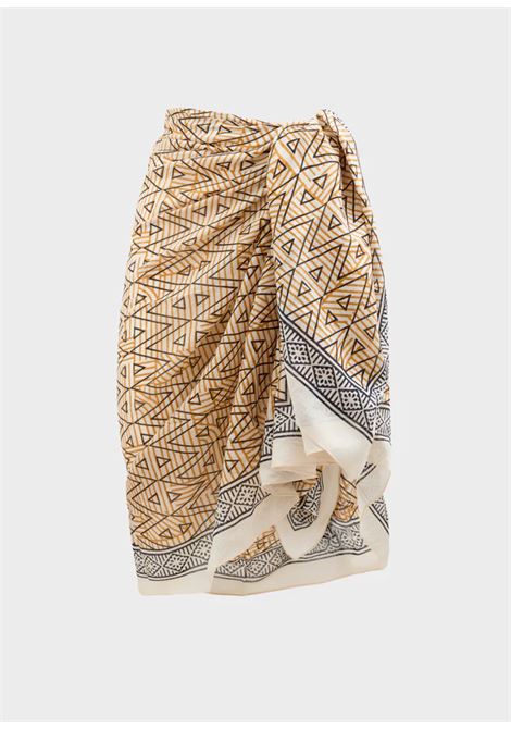 PAREO STAMPA GEOMETRICA IN COTONE BEIGE NALì | RHSC0007BEIGE