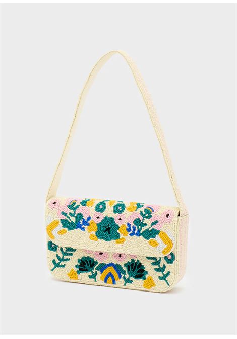 BORSA FLOWER CON PERLINE BIANCO/ROSA NALì | RJBSS0039BIANCO ROSA