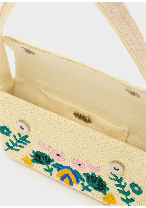 BORSA FLOWER CON PERLINE BIANCO/ROSA NALì | RJBSS0039BIANCO ROSA