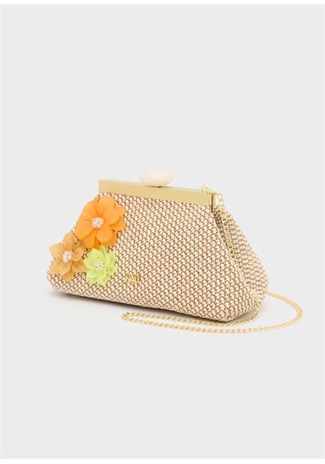 POCHETTE MALAGA IN PAGLIA CON FIORI NALì | SNPC0021BEIGE