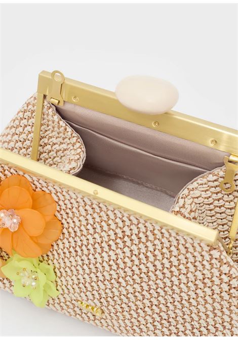 POCHETTE MALAGA IN PAGLIA CON FIORI NALì | SNPC0021BEIGE